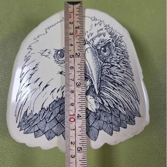 Vintage Bald Eagle Trinket Box Lidded Dish American Patriot Decor - Picture 4 of 6